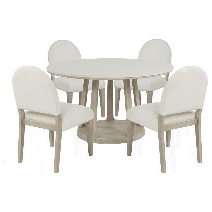 Lucaire 5-piece 54-inch Round Cultured Marble Dining Room Set Cream