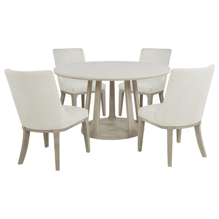 Lucaire 5-piece 54-inch Round Cultured Marble Dining Room Set Sandstone