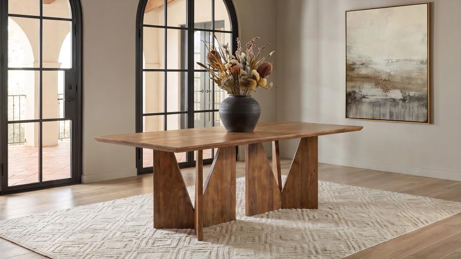 Sosa Light Brown Solid Mango Wood Dining Table with Angular Base by Coaster at Eve Furniture