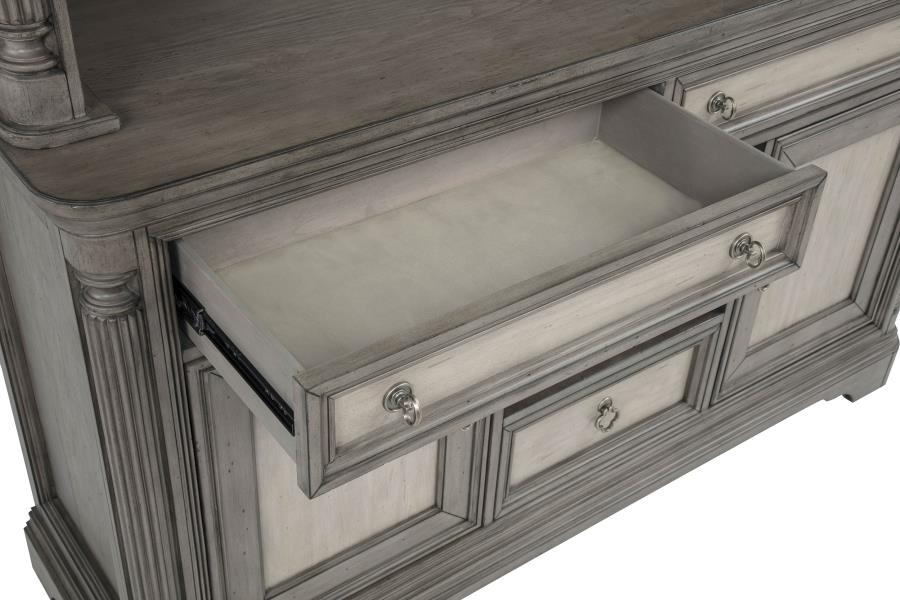 Cresswell Weathered Taupe 2-door 3-drawer Wine Storage Buffet