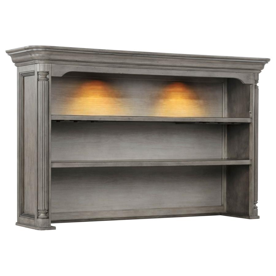Cresswell Weathered Taupe 2-tier Touch Light Hutch Display Cabinet