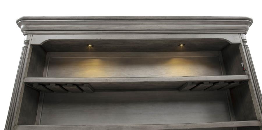 Cresswell Weathered Taupe 2-tier Touch Light Hutch Display Cabinet