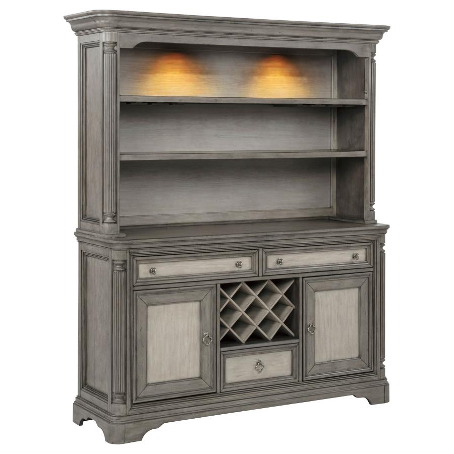 Cresswell Weathered Taupe 2-door 3-drawer Buffet and Hutch