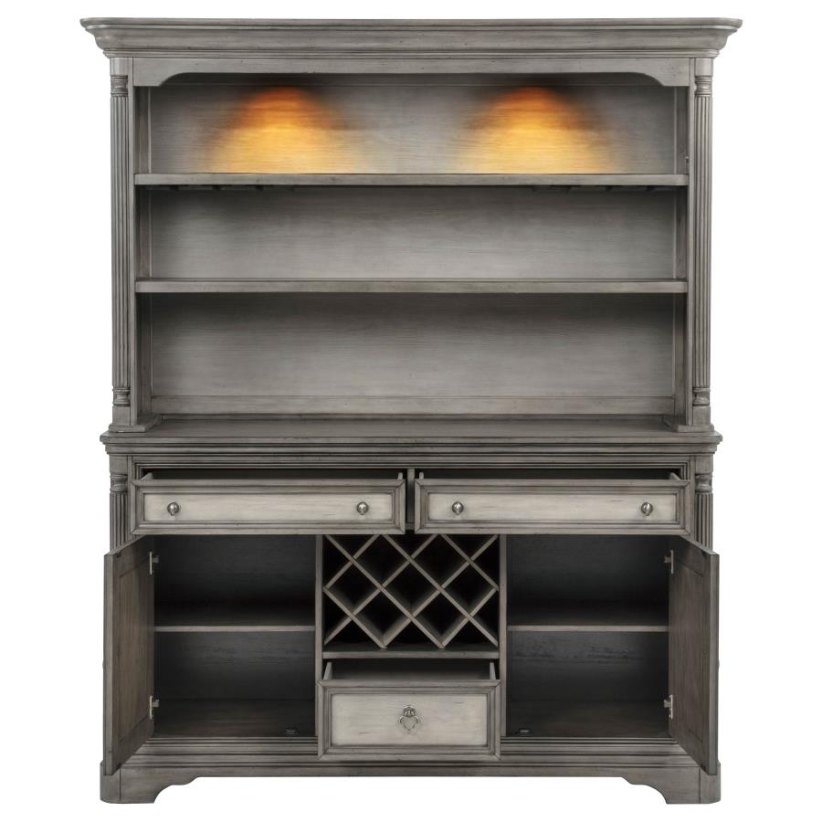 Cresswell Weathered Taupe 2-door 3-drawer Buffet and Hutch
