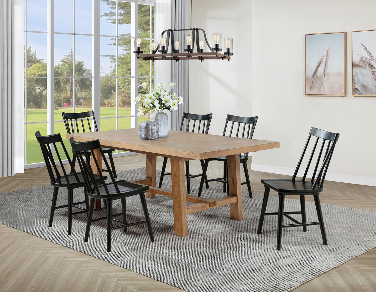 Middleton Brown and Black 7-Piece Extension Leaf Dining Room Set
