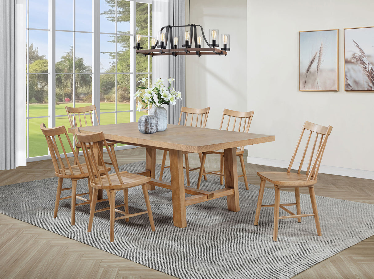 Middleton Natural Brown 7-Piece Extension Leaf Dining Room Set