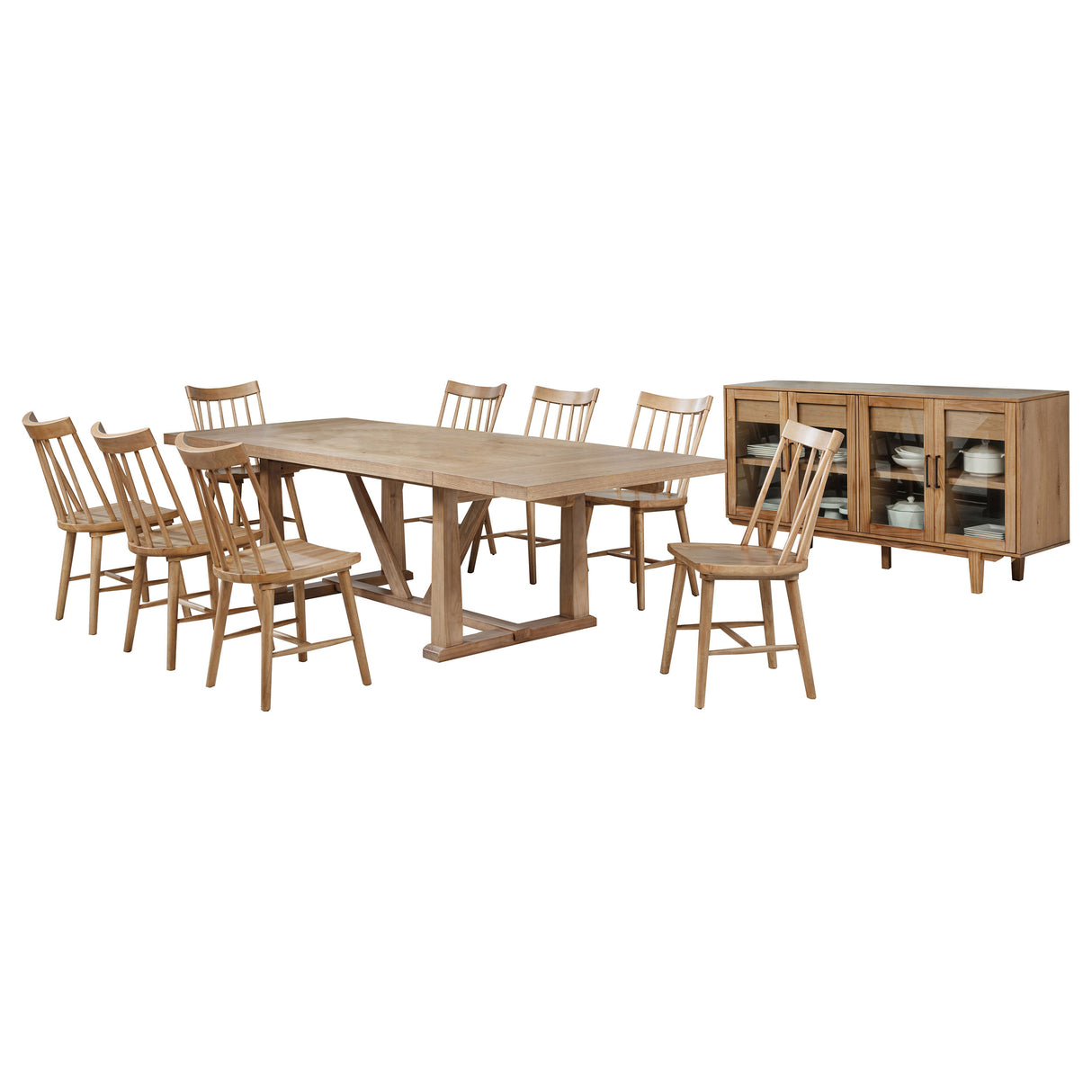 Middleton Natural Brown 10-Piece Extension Leaf Dining Room Set