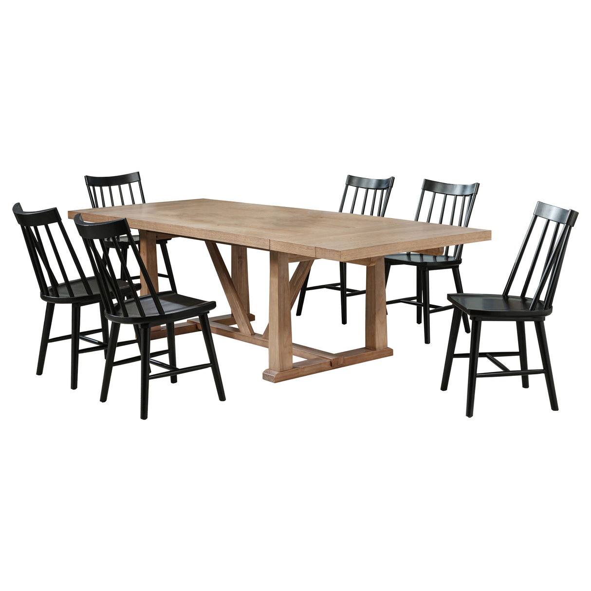 Middleton Brown and Black 7-Piece Extension Leaf Dining Room Set