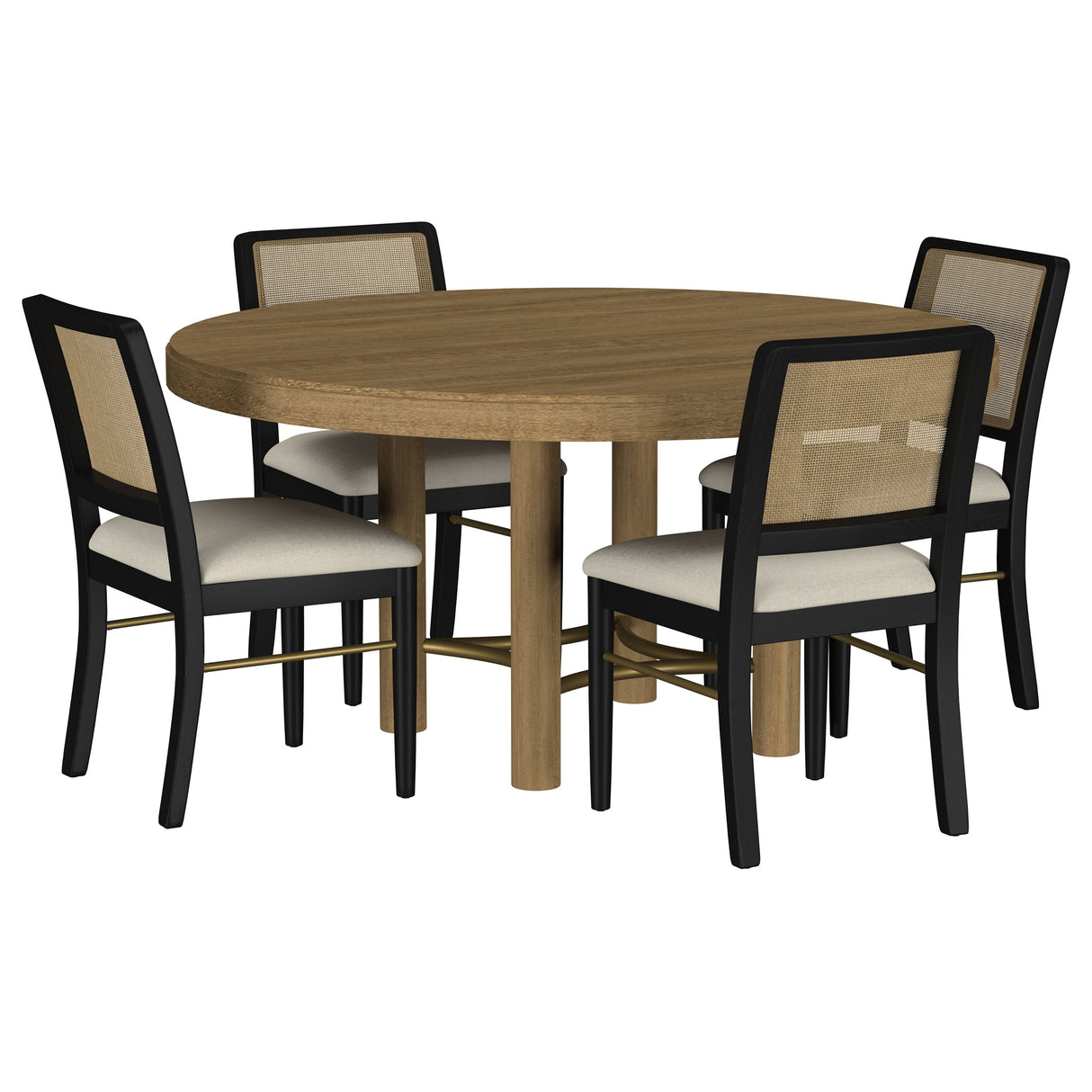 Arini Sand Wash and Black 5-Piece Round Dining Room Set