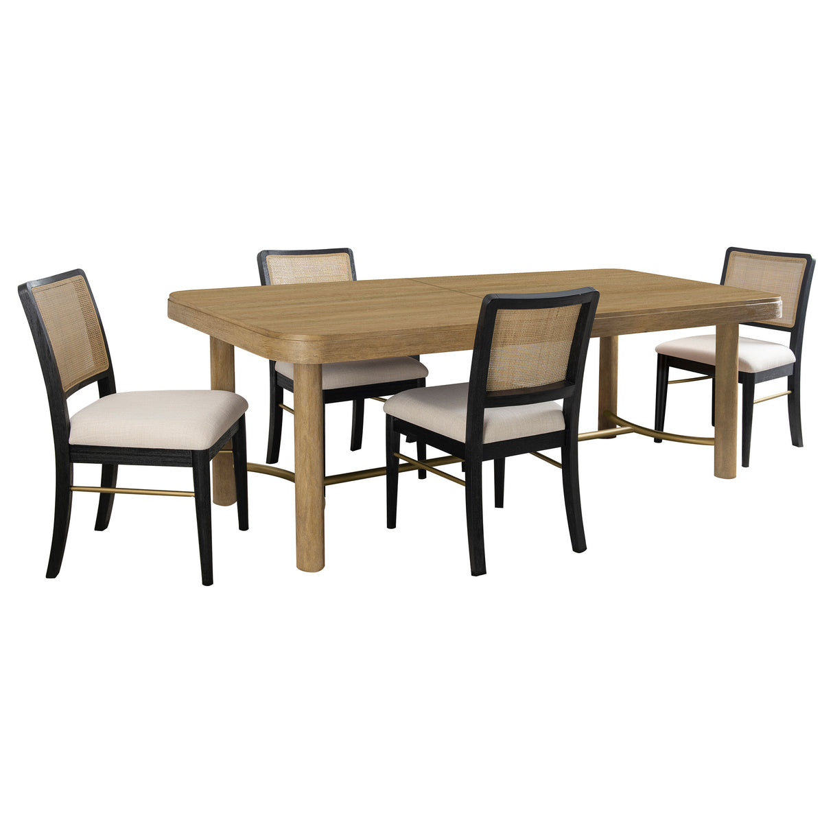 Arini Sand Wash and Black 5-Piece Extension Leaf Dining Room Set