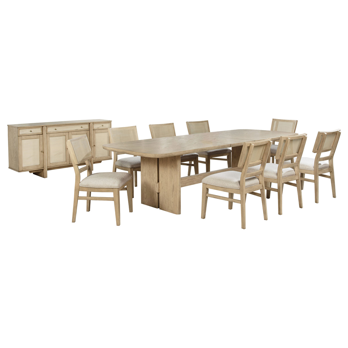 Kailani Beige Oak 10-piece Wood Dining Set with Sideboard