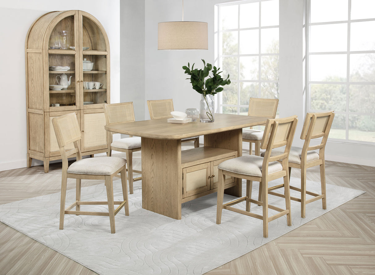 Kailani Beige Oak 8-piece Counter Height Dining Set with Cabinet