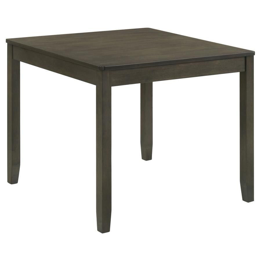 Juego de comedor Parkwood de 5 piezas gris carbón/negro con mesa cuadrada y sillas laterales de respaldo de listones