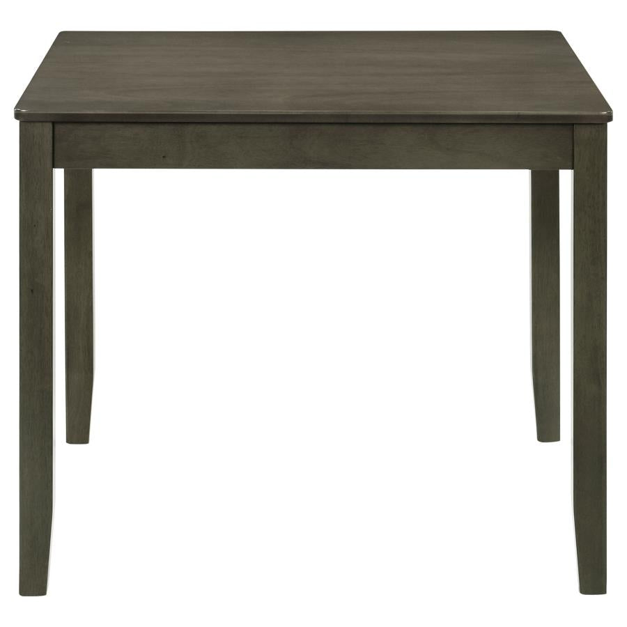 Juego de comedor Parkwood de 5 piezas gris carbón/negro con mesa cuadrada y sillas laterales de respaldo de listones