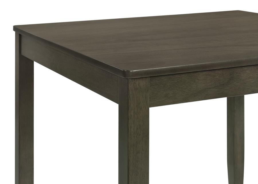 Juego de comedor Parkwood de 5 piezas gris carbón/negro con mesa cuadrada y sillas laterales de respaldo de listones