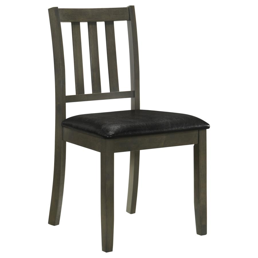 Juego de comedor Parkwood de 5 piezas gris carbón/negro con mesa cuadrada y sillas laterales de respaldo de listones