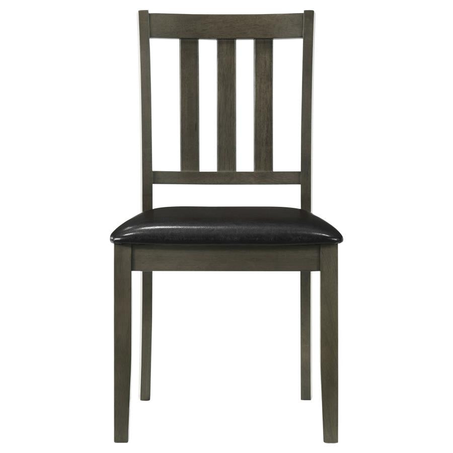 Juego de comedor Parkwood de 5 piezas gris carbón/negro con mesa cuadrada y sillas laterales de respaldo de listones