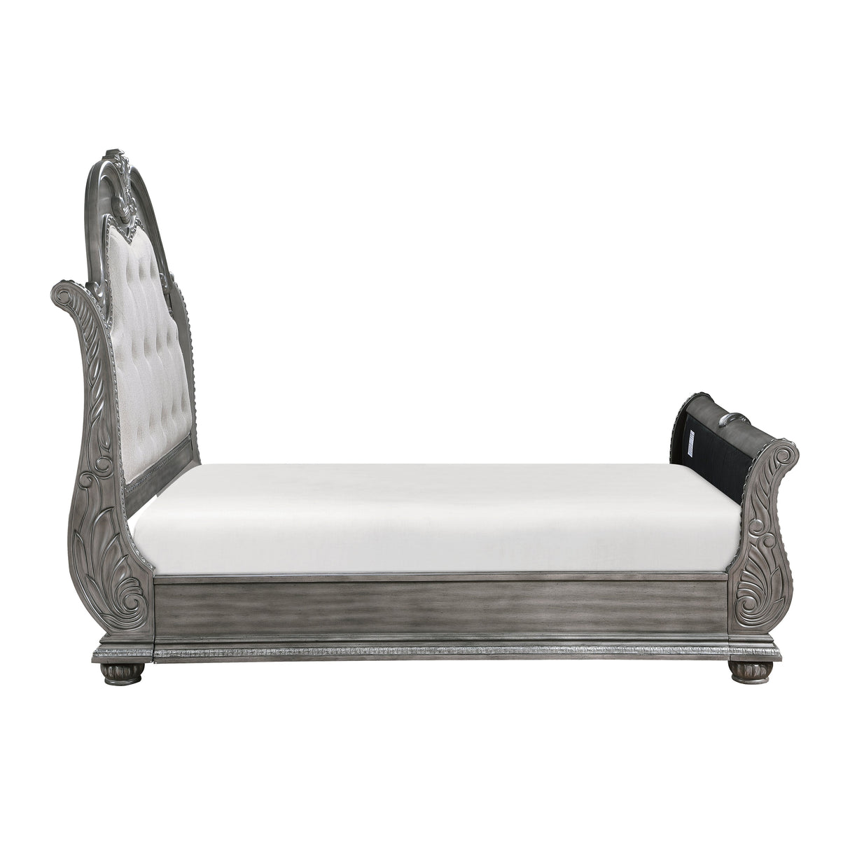Bennington Gray Upholstered Sleigh Bedroom Set by Homelegance at Eve Furniture