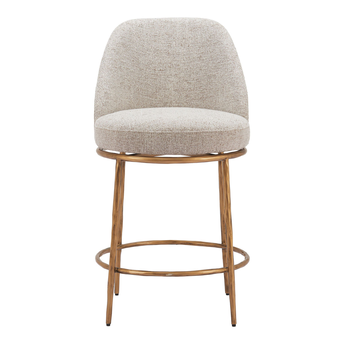 Nordhavn Swivel Counter Stool Beige & Gold - Image 4