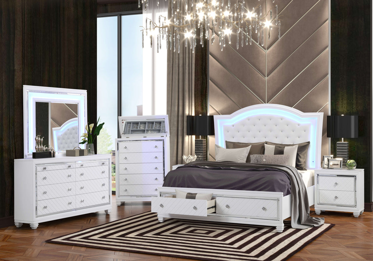Shiney White Bedroom Set