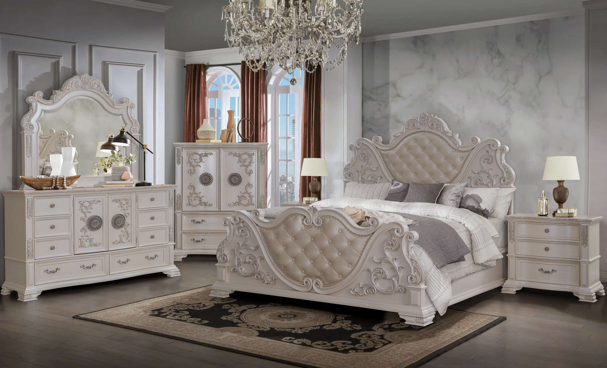 Santa Monica Pearl White Bedroom Set by Cosmos Furniture at Eve Furniture