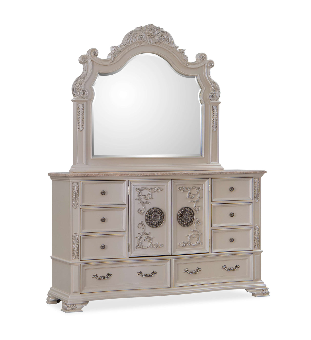 Santa Monica Pearl White Bedroom Set by Cosmos Furniture at Eve Furniture