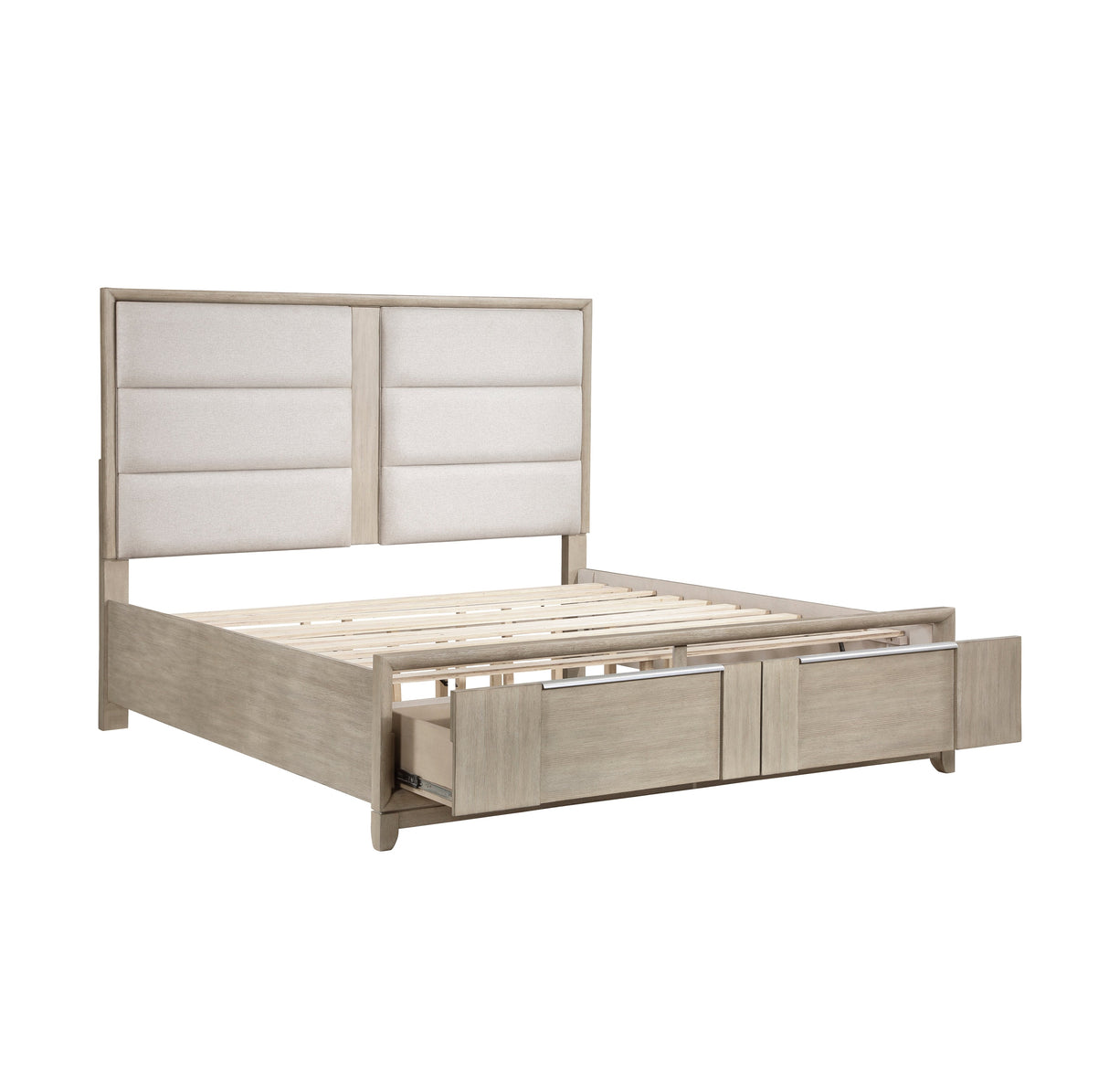 McKewen Light Gray Upholstered Storage Platform Bedroom Set by Homelegance at Eve Furniture