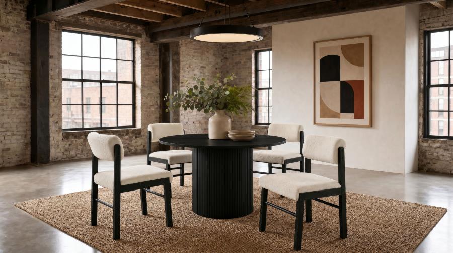 Hamlyn Cream/Black 5-piece Round Wood Dining Set by Coaster at Eve Furniture
