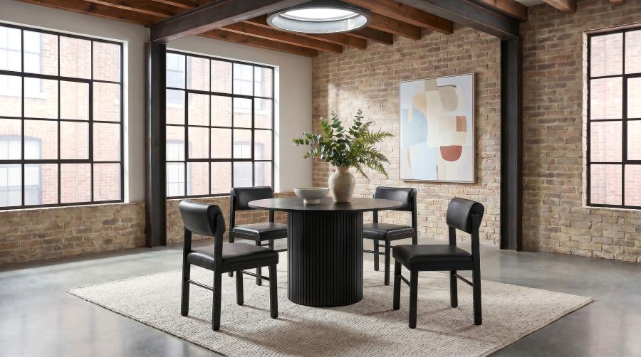 Hamlyn Black 5-piece Round Wood Dining Set by Coaster at Eve Furniture