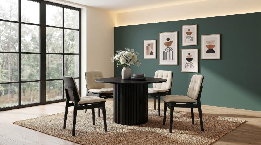 Hamlyn Cream/Black 5-piece Round Wood Dining Set by Coaster at Eve Furniture