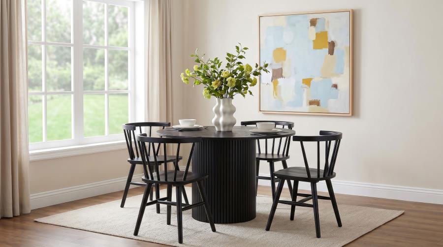 Hamlyn Black 5-piece Round Wood Dining Set by Coaster at Eve Furniture