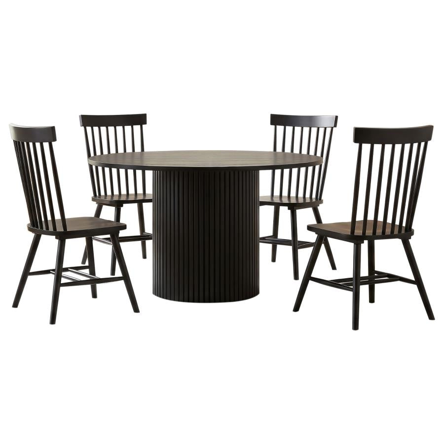 Hamlyn Black 5-piece Round Wood Dining Set by Coaster at Eve Furniture