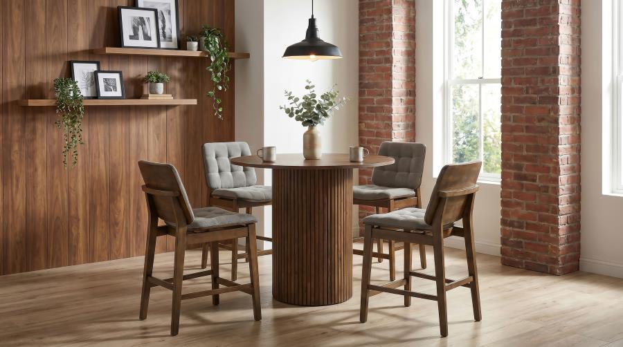 Hamlyn Grey/Walnut 5-piece Round Wood Counter Height Dining Set by Coaster at Eve Furniture