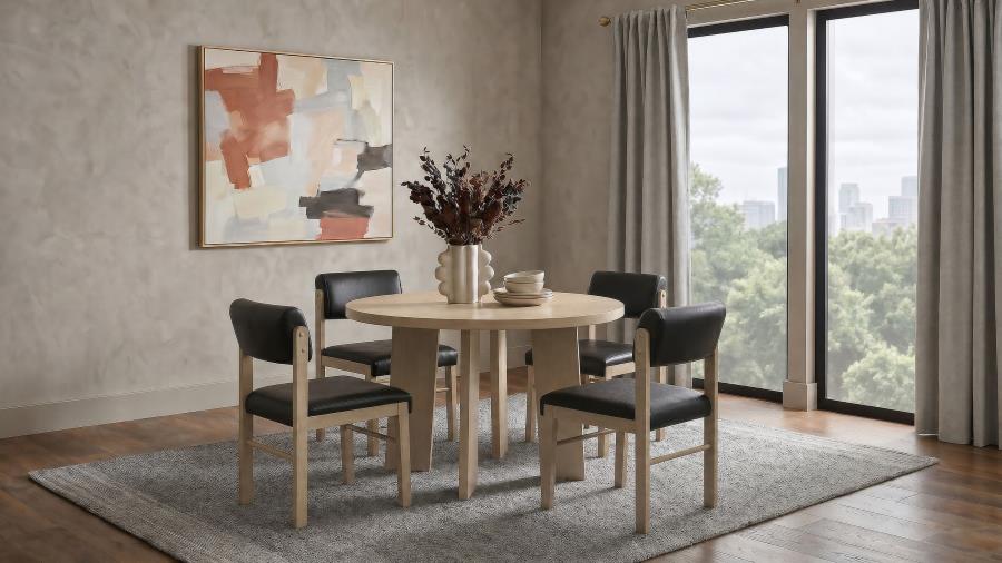 Strouse Black/Natural Oak 5-piece Dining Set by Coaster at Eve Furniture