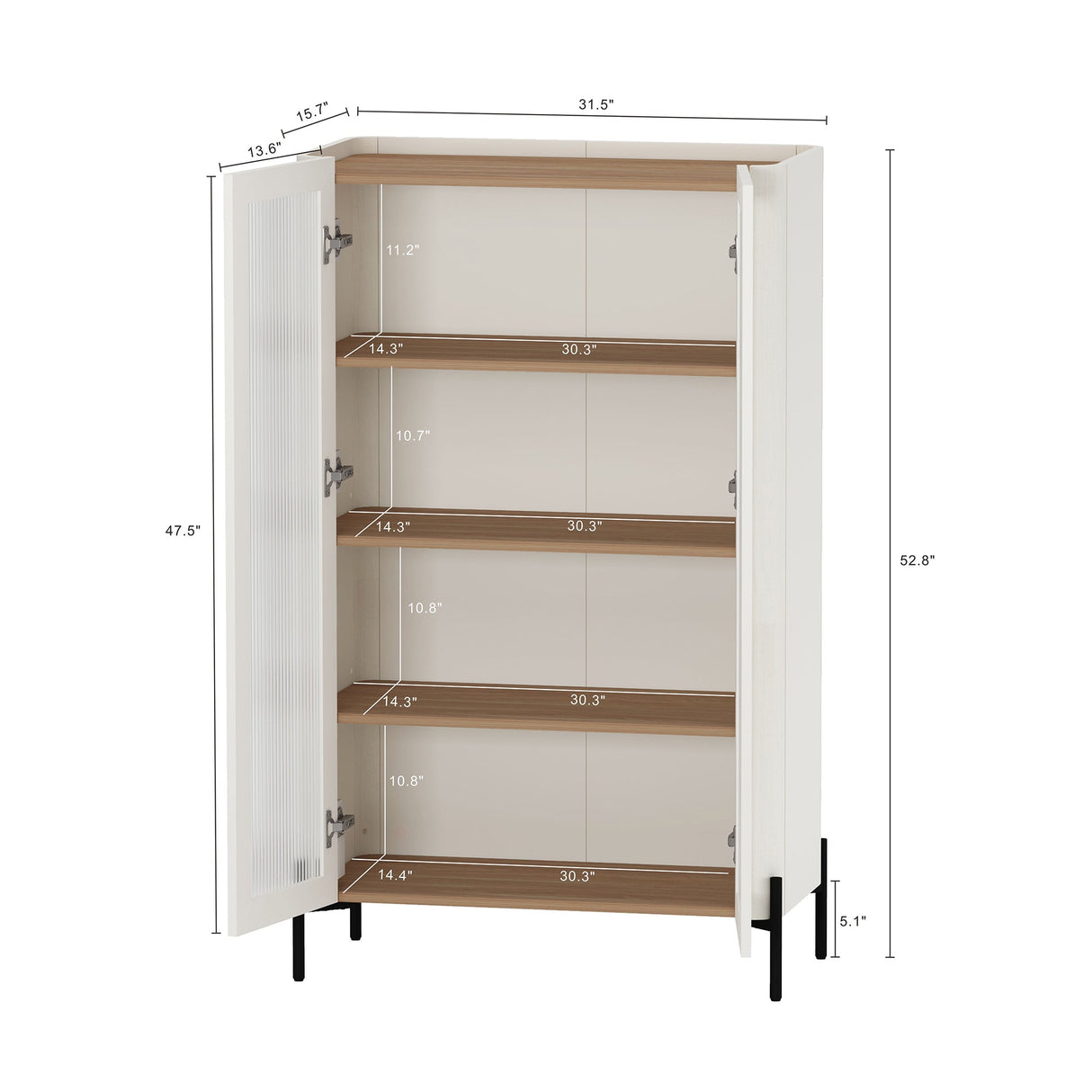 2-Piece Abbey Accent Cabinet and Bookcase in Maple and Off White by Manhattan Comfort at Eve Furniture