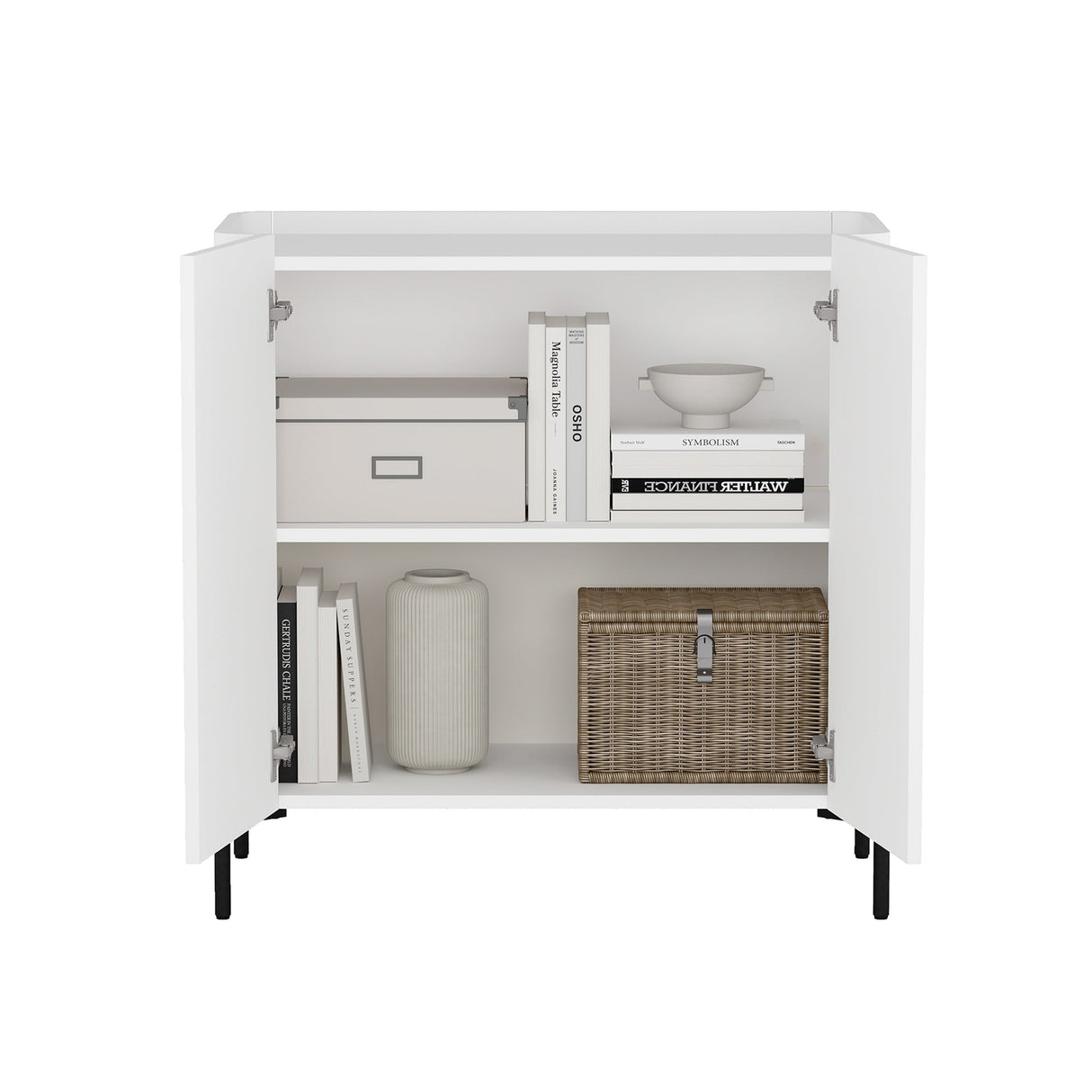 2-Piece Abbey Accent Cabinet and Bookcase in White by Manhattan Comfort at Eve Furniture