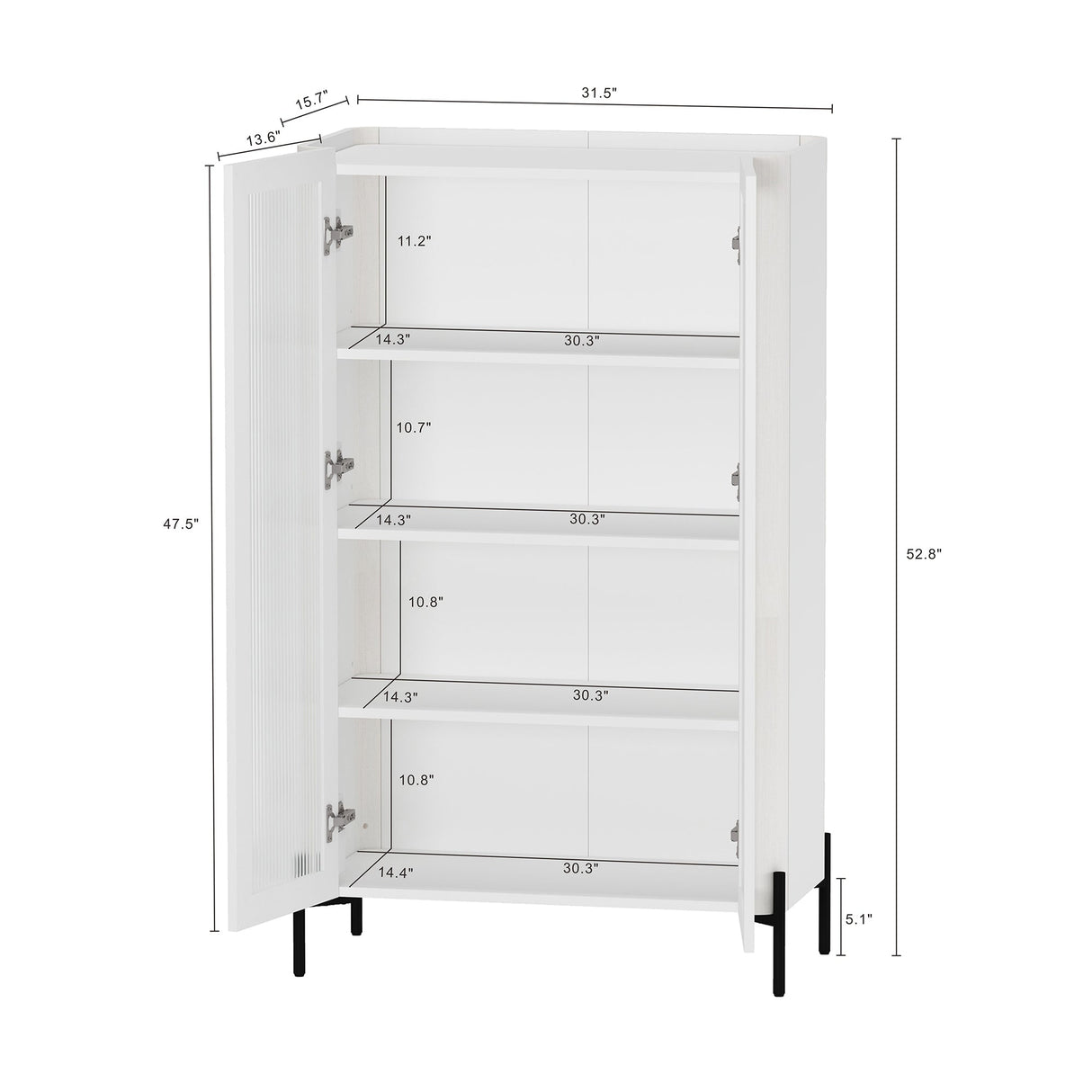 2-Piece Abbey Accent Cabinet and Bookcase in White by Manhattan Comfort at Eve Furniture