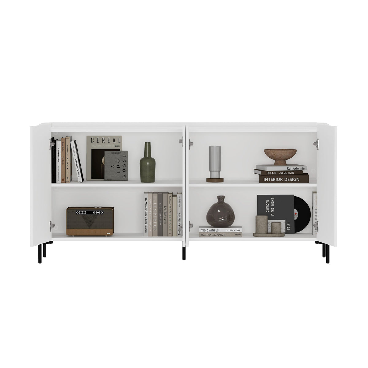 2-Piece Abbey Accent Cabinet and Sideboard in White by Manhattan Comfort at Eve Furniture