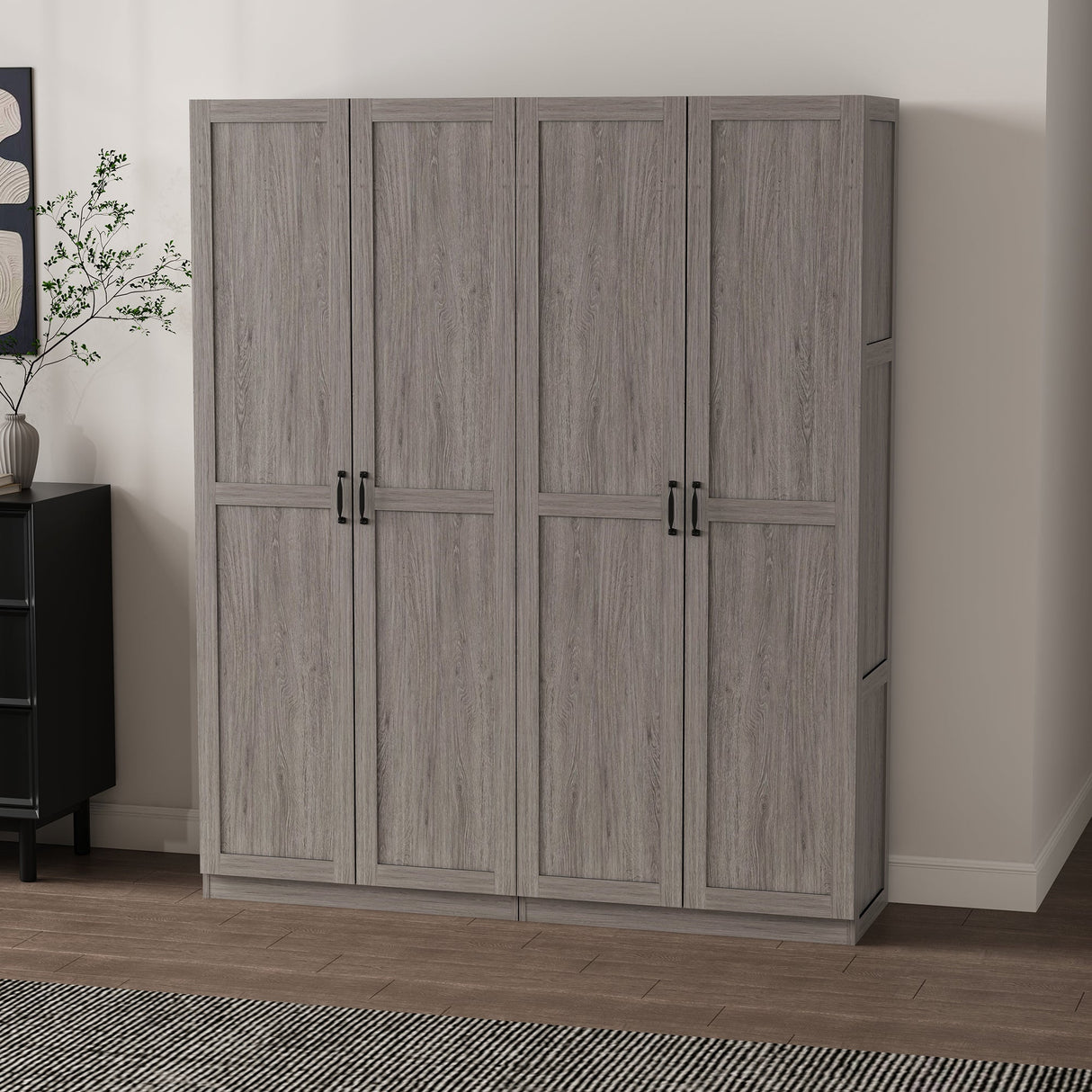 2-Piece Cornelia Storage Closet 1.0 and 2.0 in Grey by Manhattan Comfort at Eve Furniture