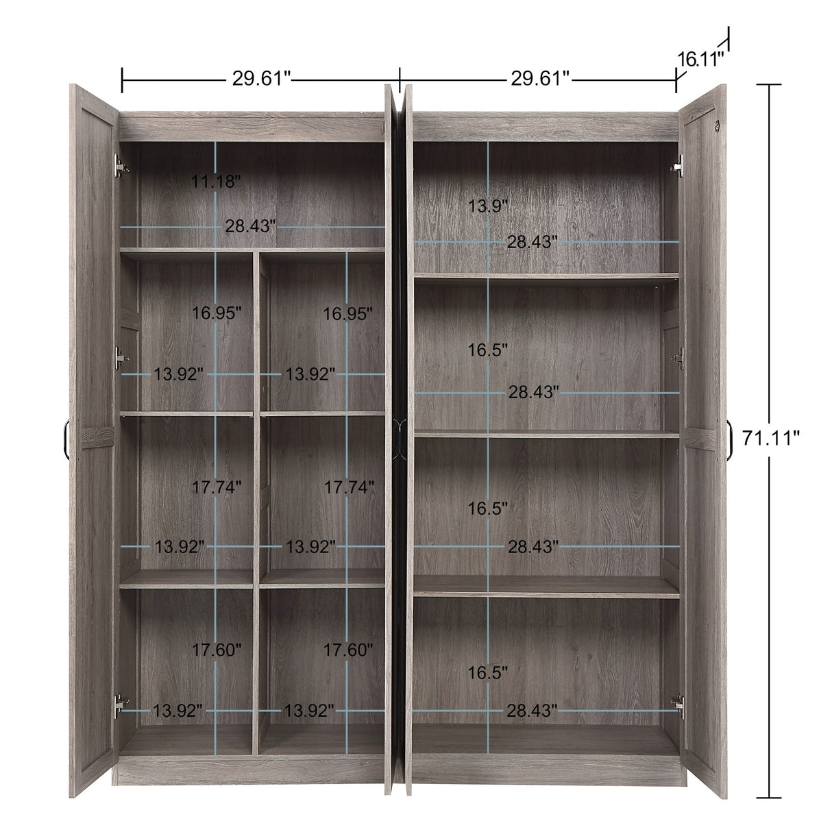 2-Piece Cornelia Storage Closet 1.0 and 2.0 in Grey by Manhattan Comfort at Eve Furniture