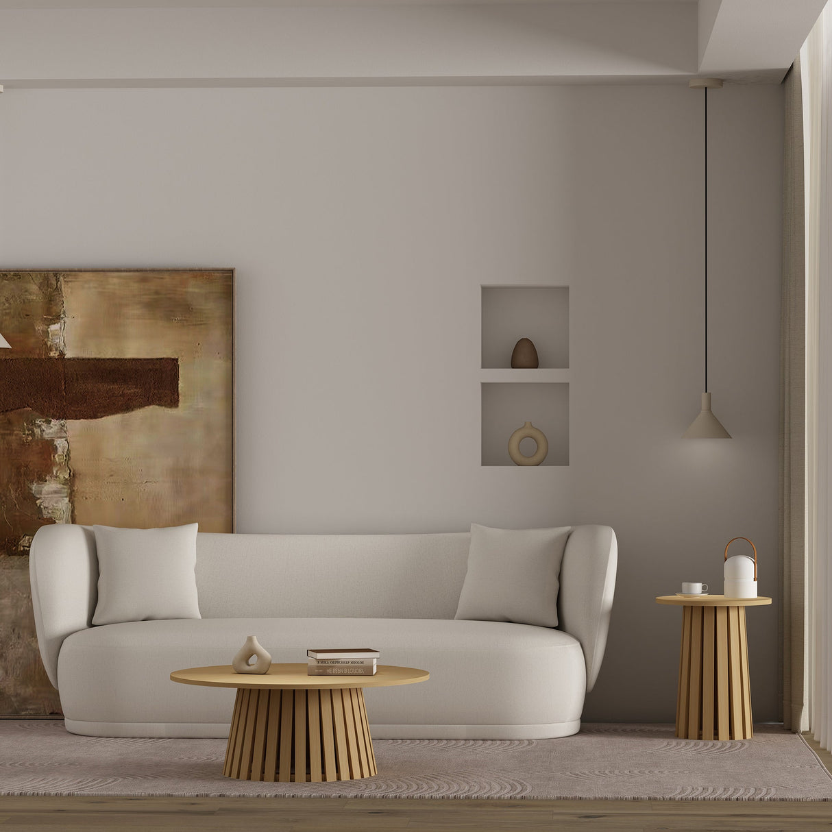2-Piece Layla Coffee and End Table in Natural Oak by Manhattan Comfort at Eve Furniture