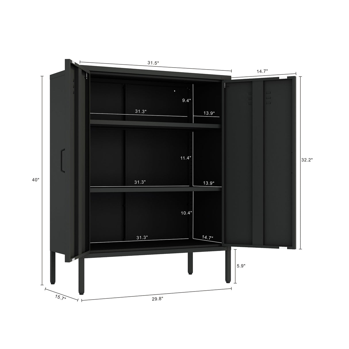 2-Piece Naomi Accent Cabinet and Storage Cabinet in Black by Manhattan Comfort at Eve Furniture