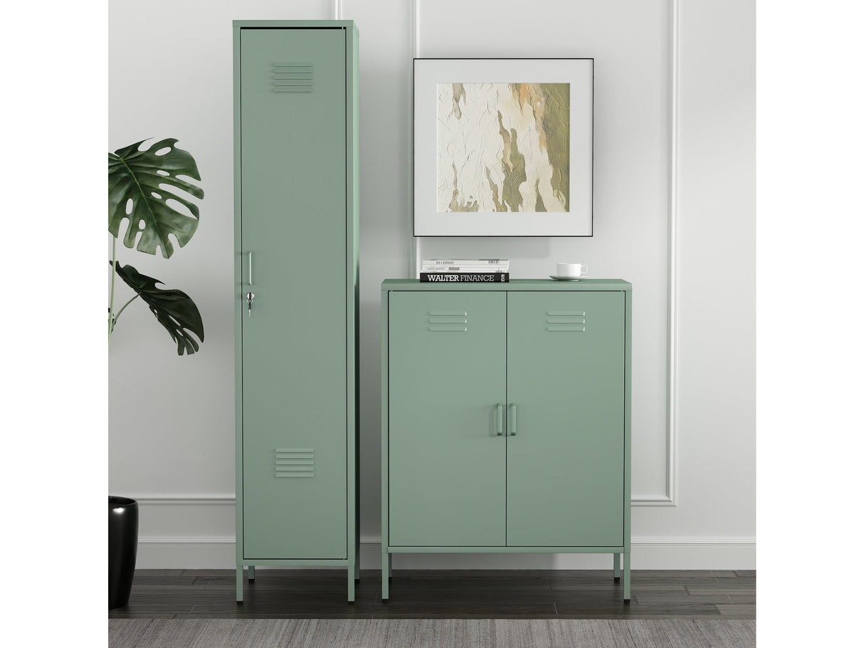2-Piece Naomi Accent Cabinet and Storage Cabinet in Green by Manhattan Comfort at Eve Furniture