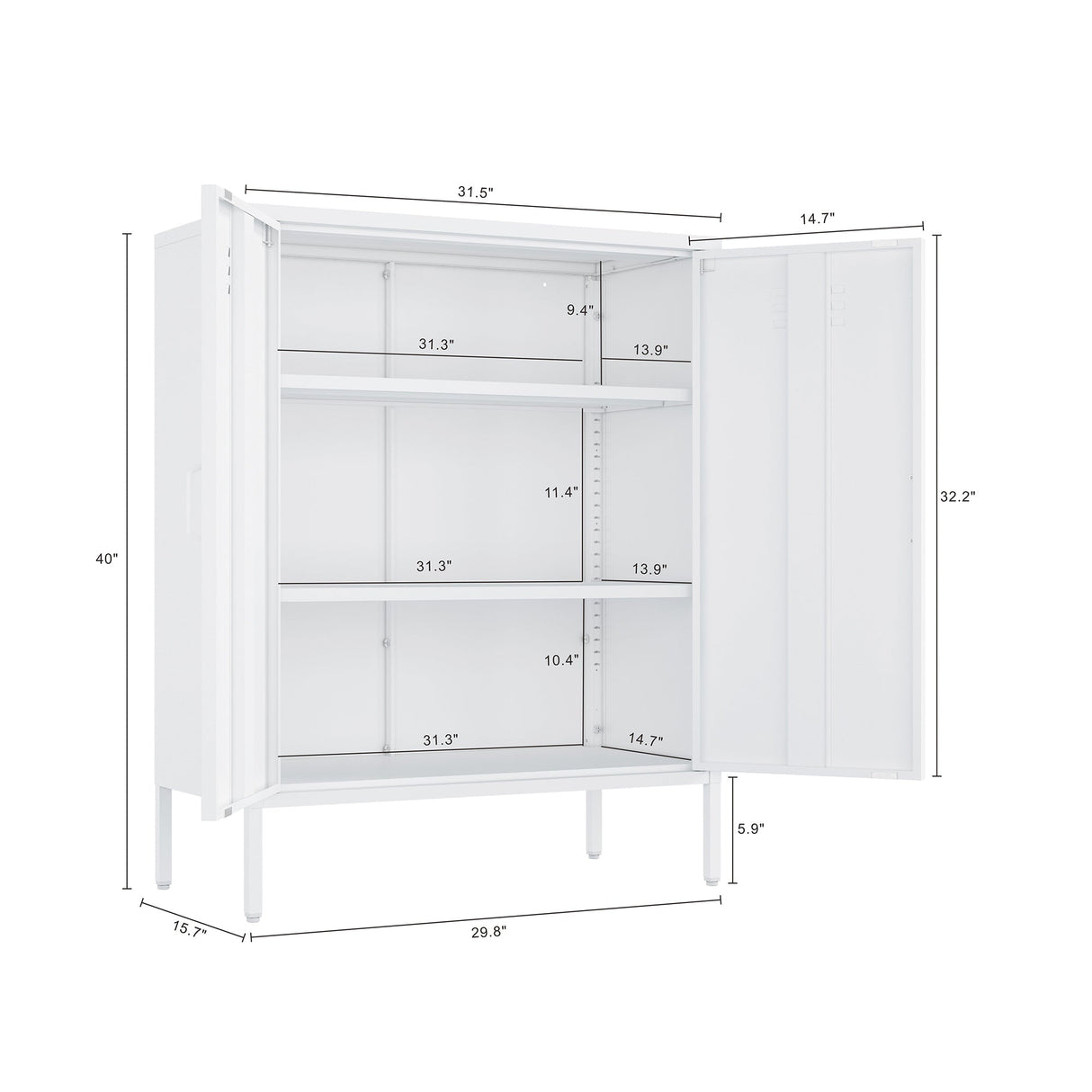 2-Piece Naomi Accent Cabinet and Storage Cabinet in White by Manhattan Comfort at Eve Furniture