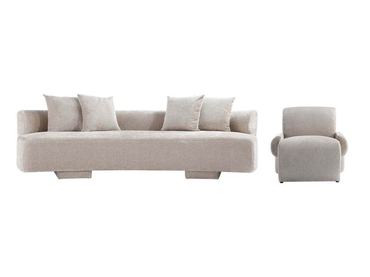 2-Piece Verandah 112" XL Sofa and Accent Chair in Beige by Manhattan Comfort at Eve Furniture