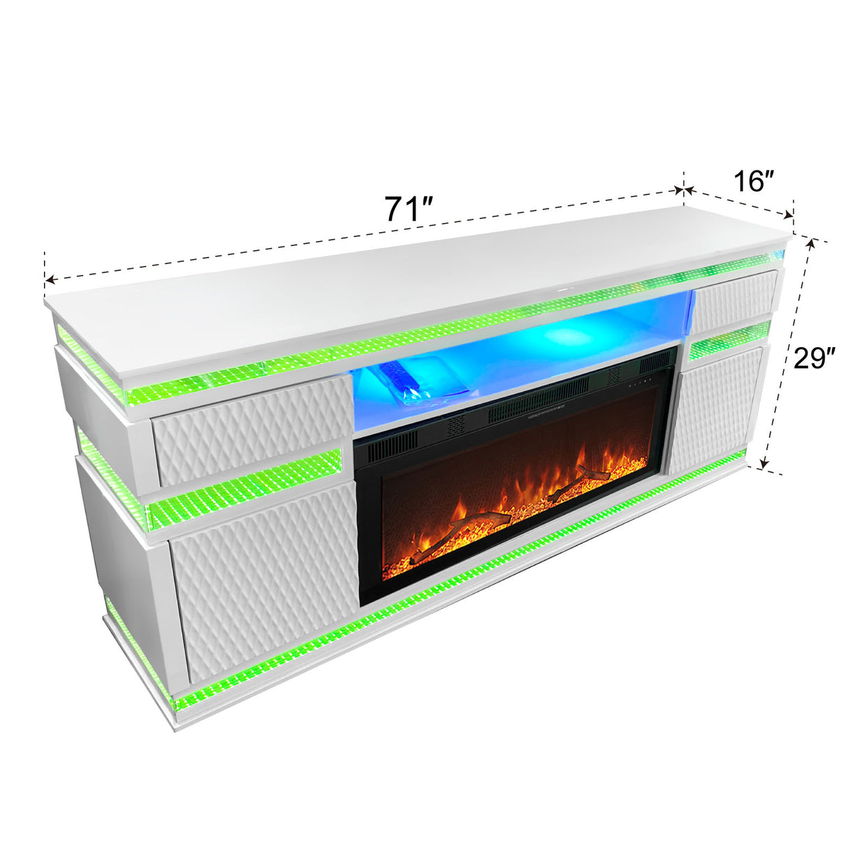 Burning Oak White Fire Place