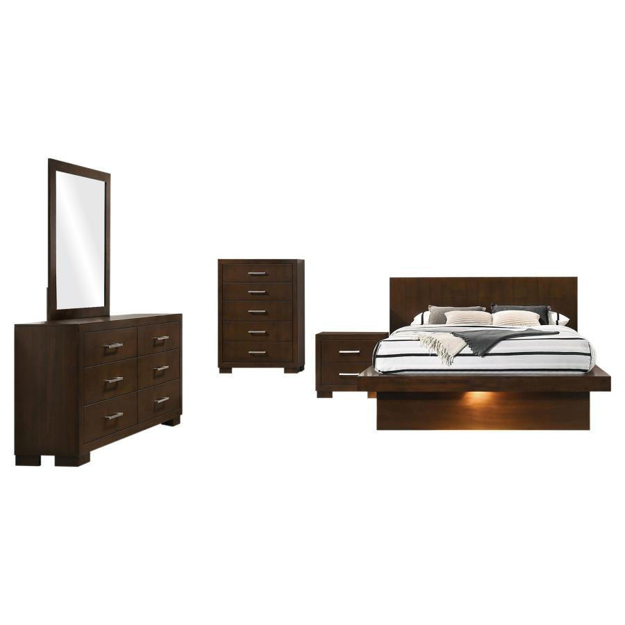 Jessica Cappuccino 5-Piece Eastern King LED Bedroom Set by Coaster at Eve Furniture