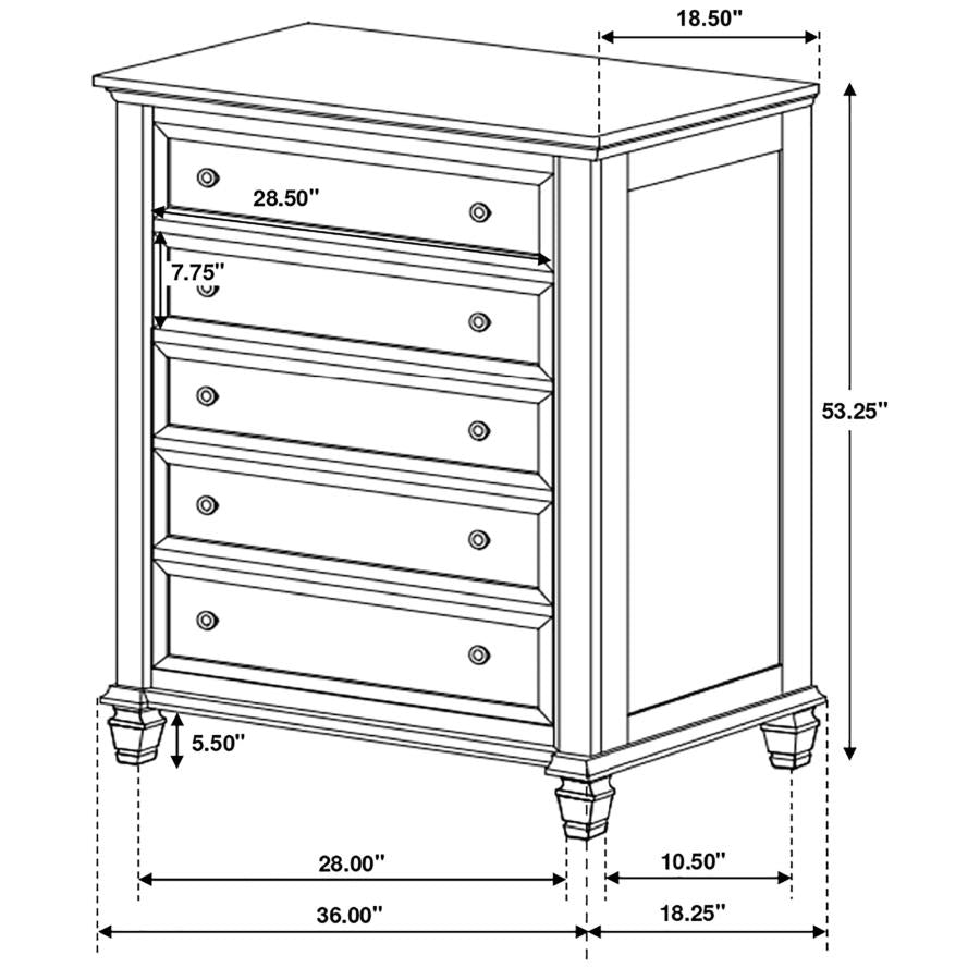 Sandy Beach Cream White 5-Piece Eastern King Bedroom Set by Coaster at Eve Furniture