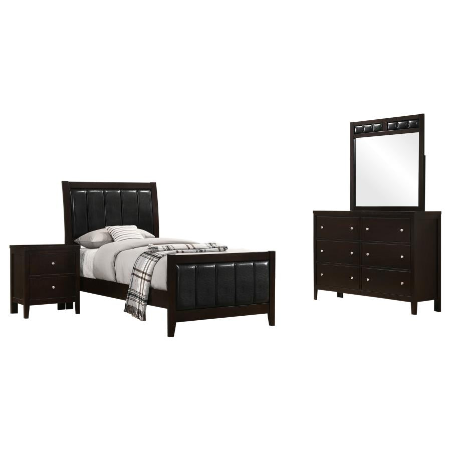 Carlton Cappuccino/Black 4-Piece Twin Upholstered Bedroom Set