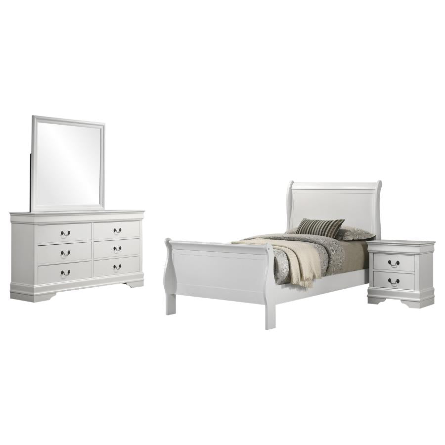 Louis Philippe White 4-Piece Twin Bedroom Set